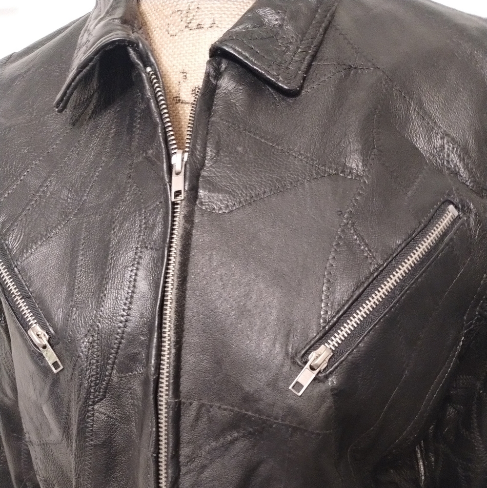 Vintage Leather Patchwork Jacket Women's Size Xl - image 3